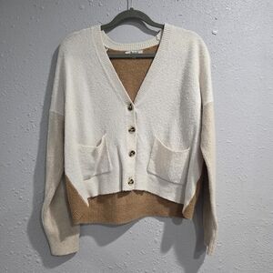 Madewell's Cream and Tan Button-Up Wool Cardigan